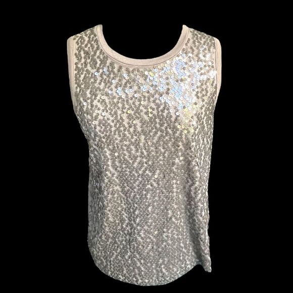 J. Crew. Gray Grey Sequin Short Sleeve Shirt Top Size Small - Picture 2 of 6